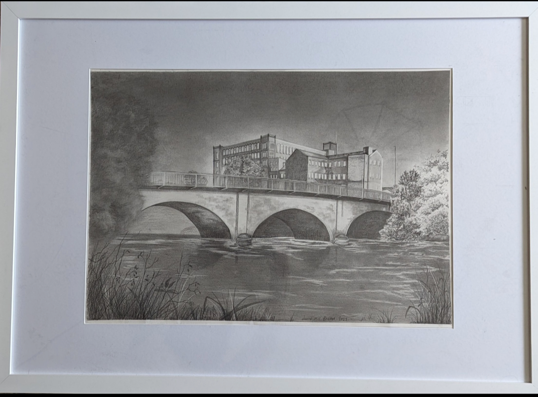 Extra Large A2 Sketch of Belper Mill. Derbyshire. A1 Frame