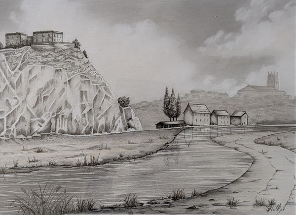 Nottingham Castle Circa 1831. River Leen
