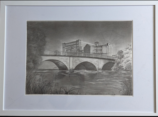 Extra Large A2 Sketch of Belper Mill. Derbyshire. A1 Frame
