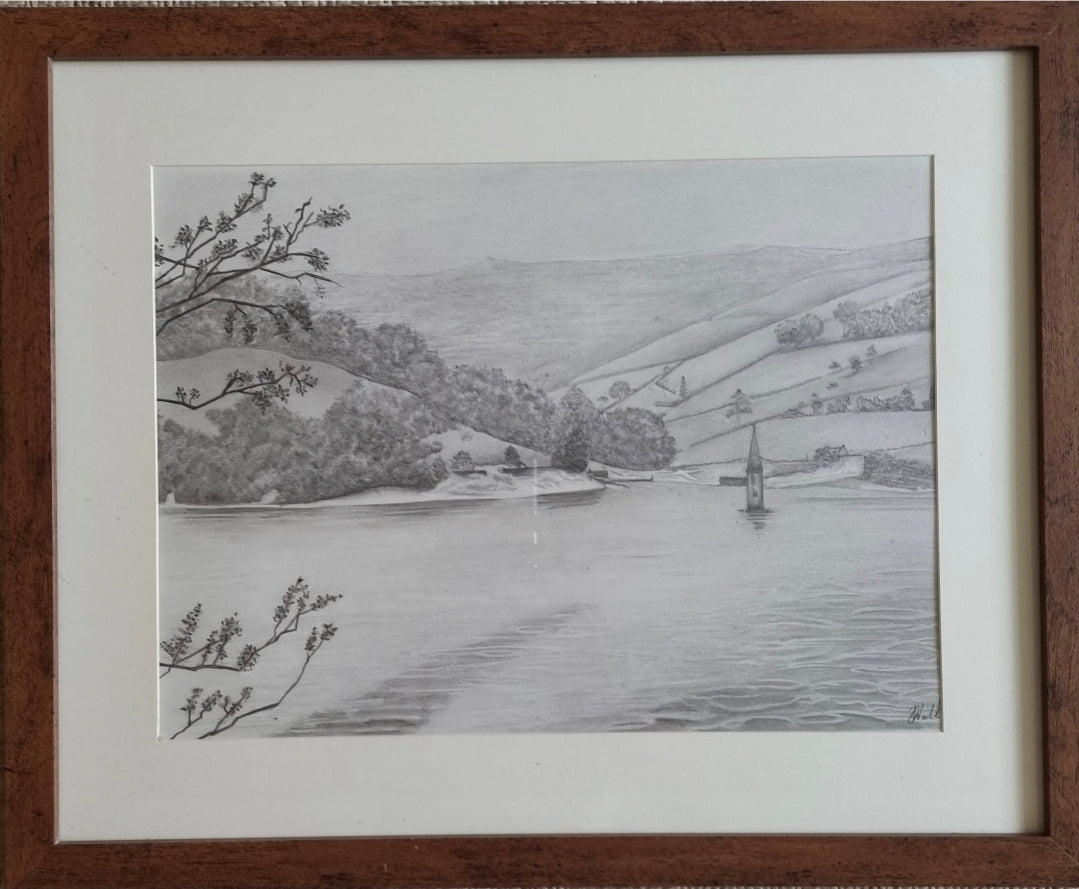 Three A4 pieces. Ladybower Reservoir. The Lost Villages.