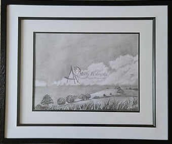 A3 Signed Sketch of Hamilton Hill, Nottinghamshire. H; 62.5 W: 52.5 D: 2.7cm